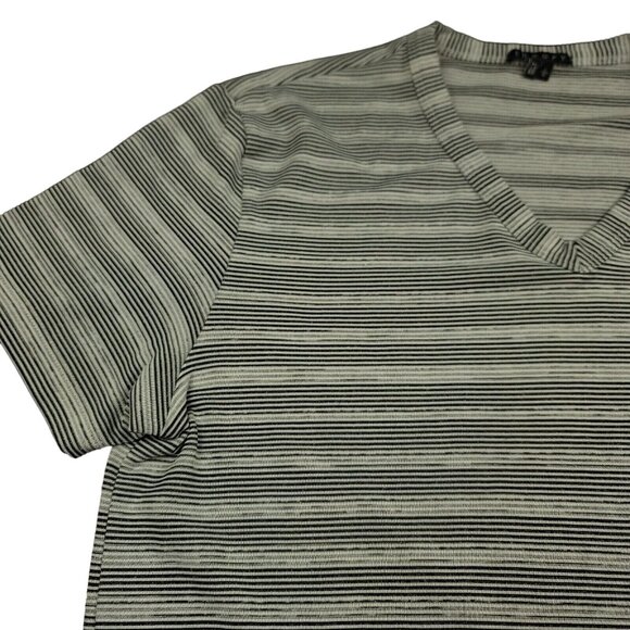 Theory Gaskell Womens L Shirt Pinnate Stripe Light Gray‎ Heather V-Neck - Picture 3 of 13
